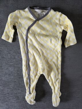 Petunia Pickle Bottom Yellow Diamond-Print Footed One-Piece